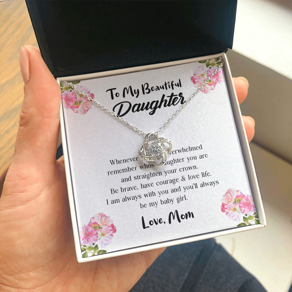 To My Beautiful Daughter Love Knot Necklace, Gift For Daughter From Mom, Necklace For Daughters Daughter Necklaces From Mom With Jewelry To My Knot Women Love Mother Gift A Neclaces Be Love Knot Necklaces With Box Card 001