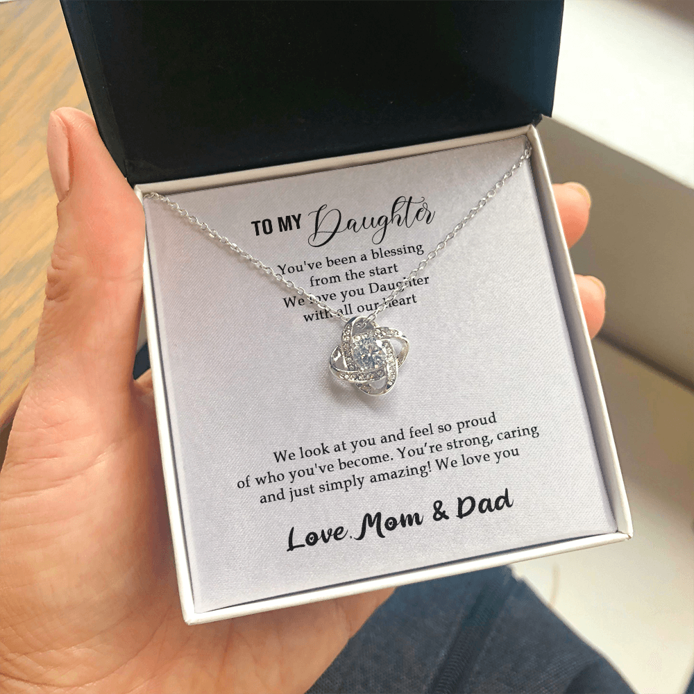 Meaningfull Personalized To my Daughter Necklace for Her Valentines Birthday Gift Love Knot Necklace for Women with Message Card include Standard Box Wedding Day, Gift For Daughter Gifts Christmas, on Love Knot Necklaces With Box Card 001
