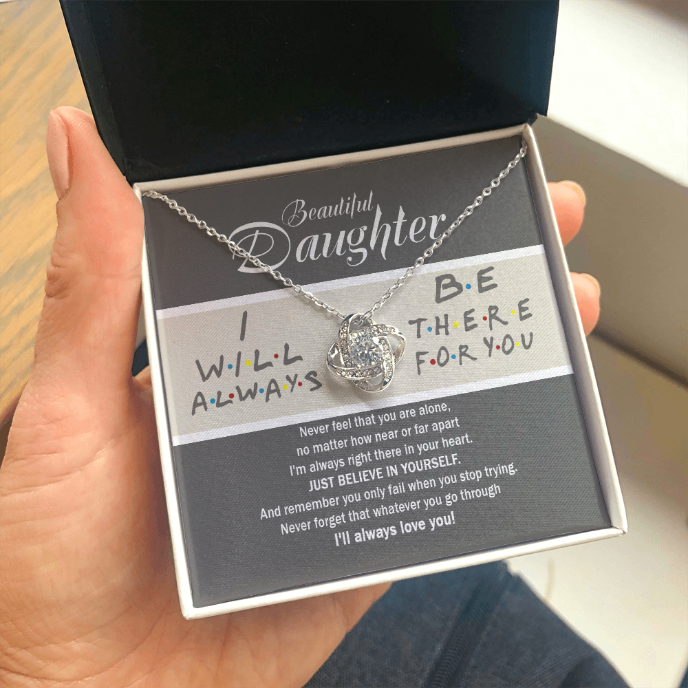 To My Beautiful Daughter Love Knot Necklace, Gift For Daughter From Mom, Necklace For Daughters Daughter Necklaces From Mom With Jewelry To My Knot Women Love Mother Gift A Neclaces Beautiful Love Knot Necklaces With Box Card 001