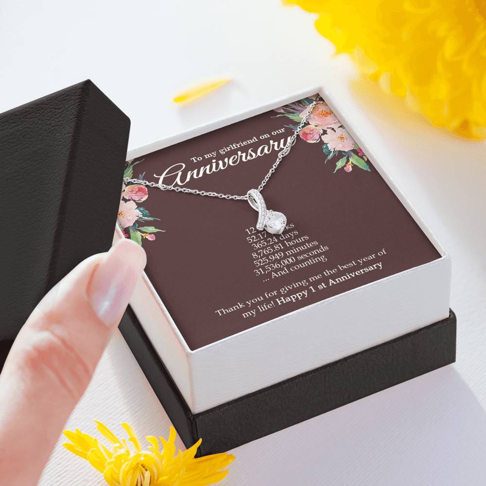 1 Year for Girlfriend, First Year Anniversary, One Year Dating for Her Girlfriend, Anniversary Necklace, Alluring Beauty Necklace with Message Card