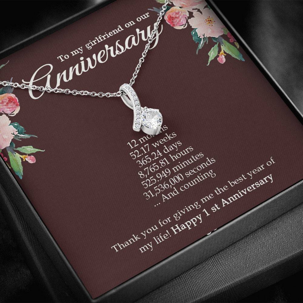 1 Year for Girlfriend, First Year Anniversary, One Year Dating for Her Girlfriend, Anniversary Necklace, Alluring Beauty Necklace with Message Card