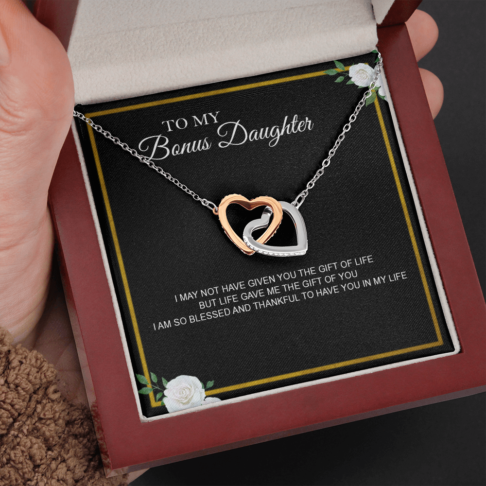 To My Bonus Daughter Necklace Heart Pendant I May Not Have Given You the Gift of Life But Life Gave Me the Gift of You