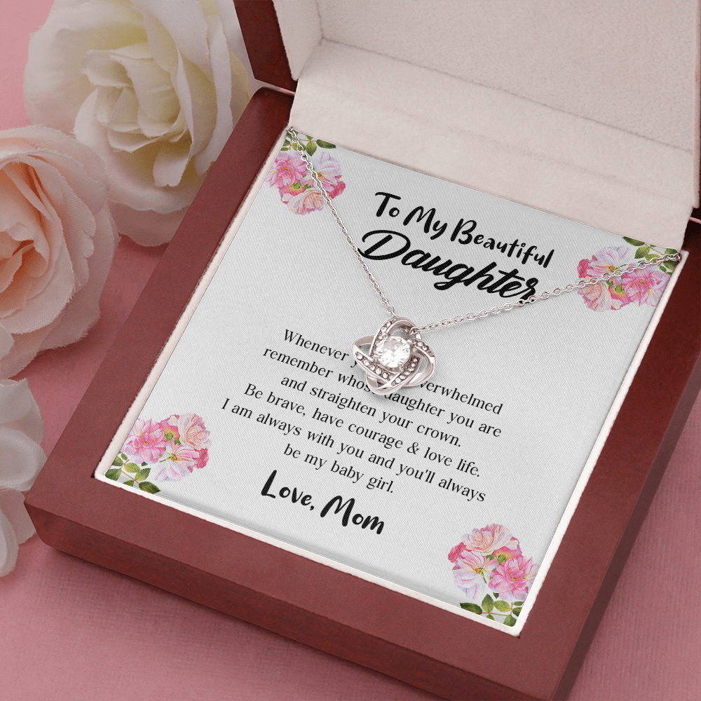 To My Beautiful Daughter Love Knot Necklace, Gift For Daughter From Mom, Necklace For Daughters Daughter Necklaces From Mom With Jewelry To My Knot Women Love Mother Gift A Neclaces Be Love Knot Necklaces With Box Card 001