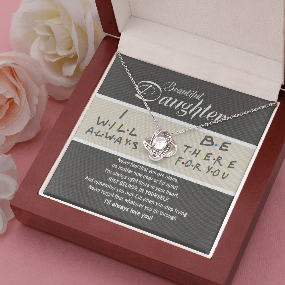 To My Beautiful Daughter Love Knot Necklace, Gift For Daughter From Mom, Necklace For Daughters Daughter Necklaces From Mom With Jewelry To My Knot Women Love Mother Gift A Neclaces Beautiful Love Knot Necklaces With Box Card 001