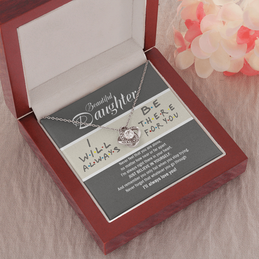 To My Beautiful Daughter Love Knot Necklace, Gift For Daughter From Mom, Necklace For Daughters Daughter Necklaces From Mom With Jewelry To My Knot Women Love Mother Gift A Neclaces Beautiful Love Knot Necklaces With Box Card 001
