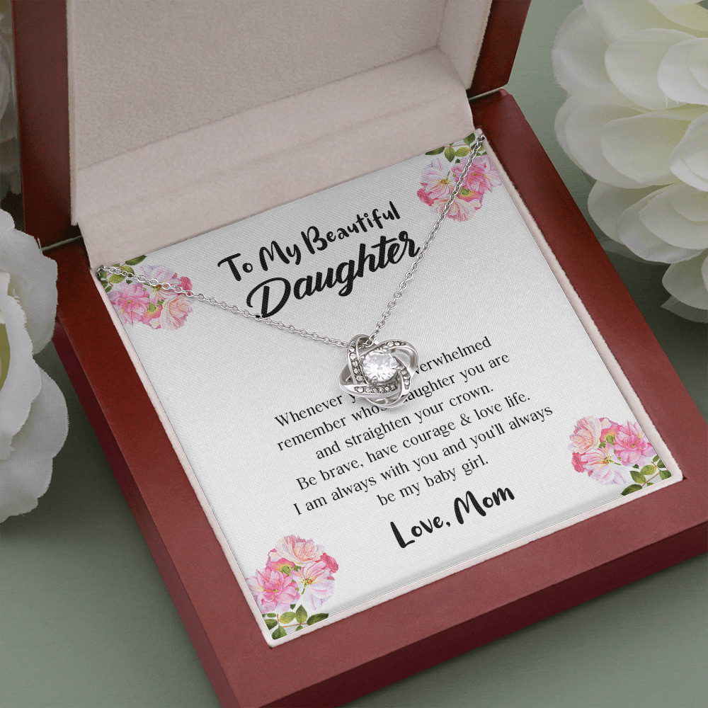 To My Beautiful Daughter Love Knot Necklace, Gift For Daughter From Mom, Necklace For Daughters Daughter Necklaces From Mom With Jewelry To My Knot Women Love Mother Gift A Neclaces Be Love Knot Necklaces With Box Card 001