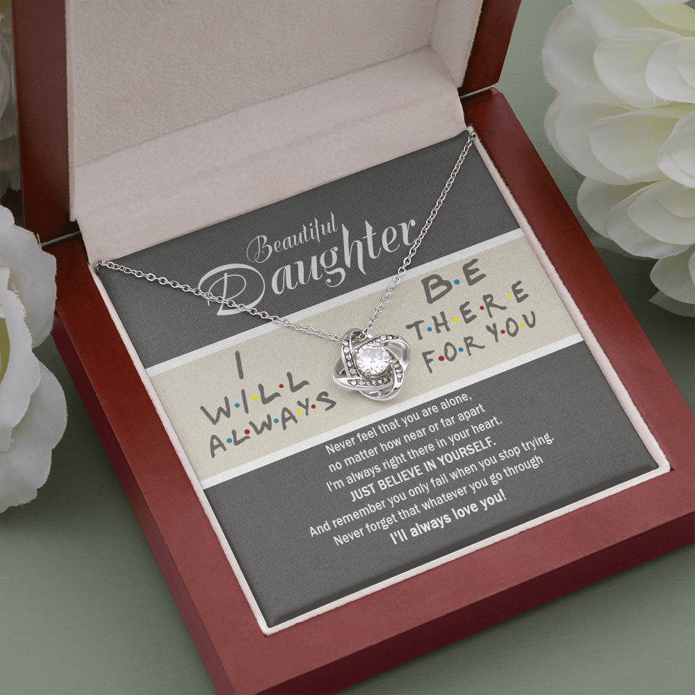 To My Beautiful Daughter Love Knot Necklace, Gift For Daughter From Mom, Necklace For Daughters Daughter Necklaces From Mom With Jewelry To My Knot Women Love Mother Gift A Neclaces Beautiful Love Knot Necklaces With Box Card 001