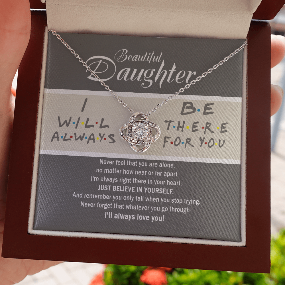 To My Beautiful Daughter Love Knot Necklace, Gift For Daughter From Mom, Necklace For Daughters Daughter Necklaces From Mom With Jewelry To My Knot Women Love Mother Gift A Neclaces Beautiful Love Knot Necklaces With Box Card 001