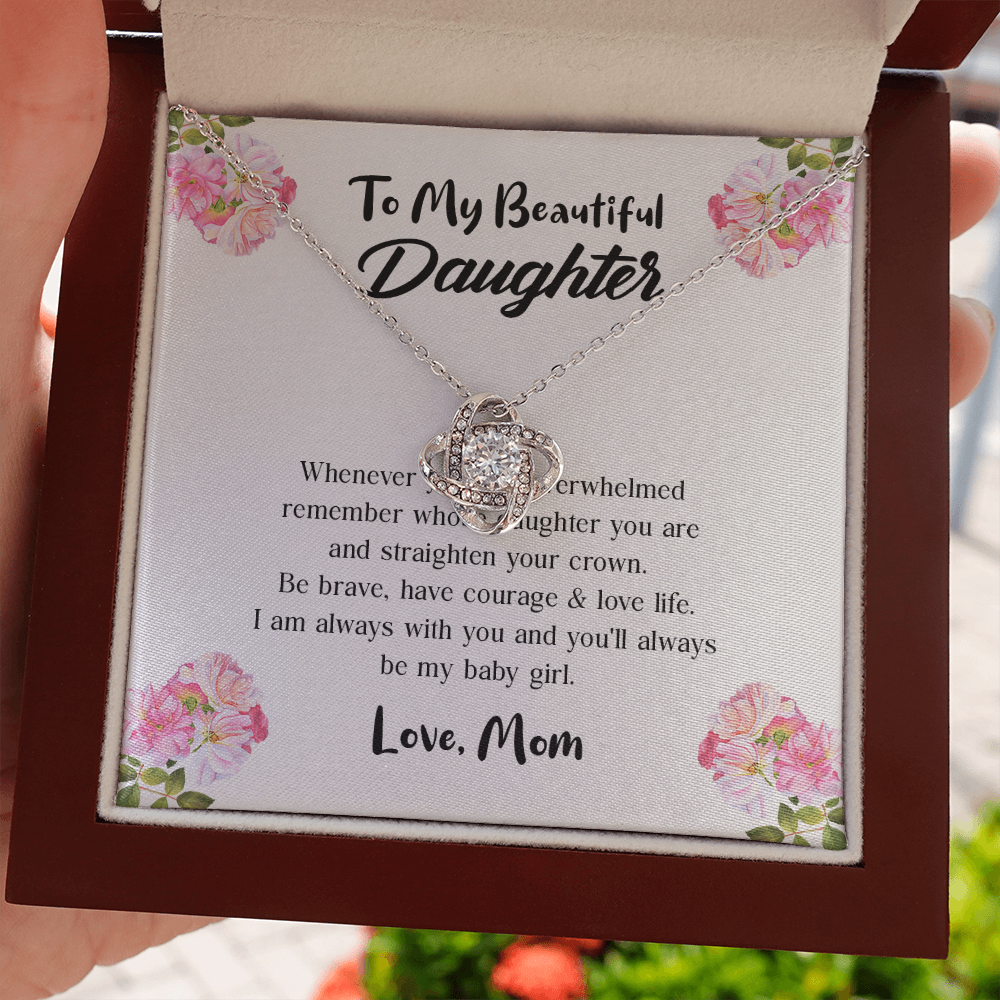 To My Beautiful Daughter Love Knot Necklace, Gift For Daughter From Mom, Necklace For Daughters Daughter Necklaces From Mom With Jewelry To My Knot Women Love Mother Gift A Neclaces Be Love Knot Necklaces With Box Card 001
