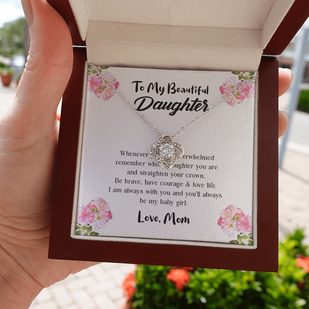 To My Beautiful Daughter Love Knot Necklace, Gift For Daughter From Mom, Necklace For Daughters Daughter Necklaces From Mom With Jewelry To My Knot Women Love Mother Gift A Neclaces Be Love Knot Necklaces With Box Card 001