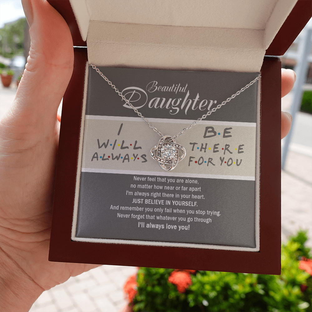 To My Beautiful Daughter Love Knot Necklace, Gift For Daughter From Mom, Necklace For Daughters Daughter Necklaces From Mom With Jewelry To My Knot Women Love Mother Gift A Neclaces Beautiful Love Knot Necklaces With Box Card 001