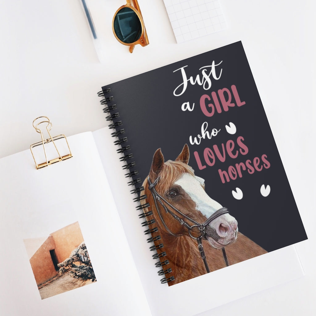 Spiral Notebook - Ruled Line Horses Blanket - JUST A Girl WHO Loves Horses Keepsake Spiral Notebook Gift On Birthday Stationery Gift Personalized Notebook