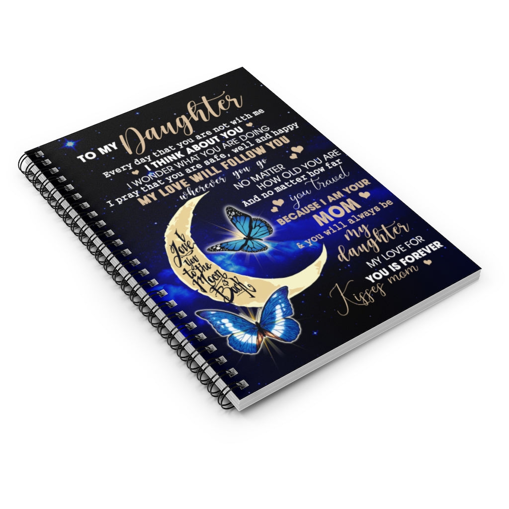 Spiral Notebook Sophia - Present Daughter Blanket Gift from Mom - Butterflies Mom to My Daughter I Love You Forever & AlwaysRuled Line