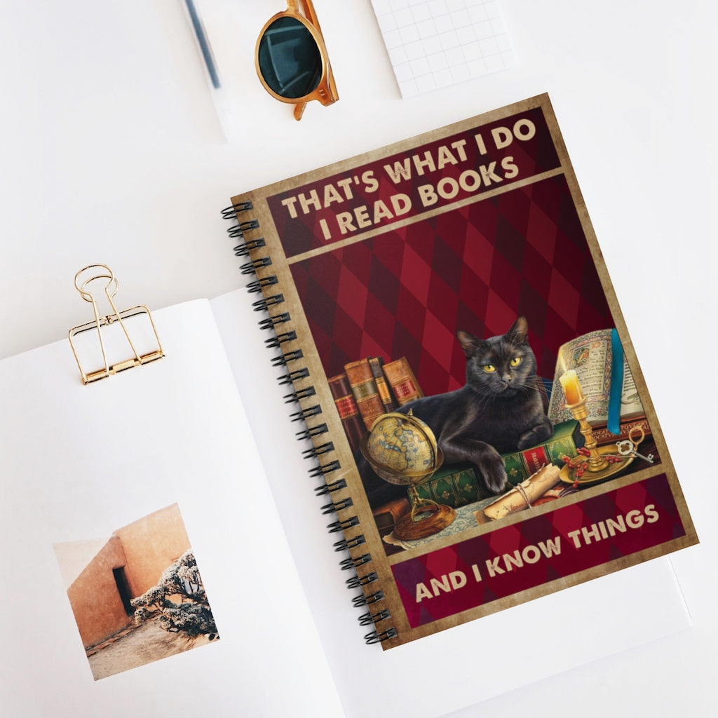 Spiral Notebook Grandma Cat Gifts for Cat Lovers Funny I Do, I Read Books and I Know Things, Book Lover Family Friend Gift Unisex