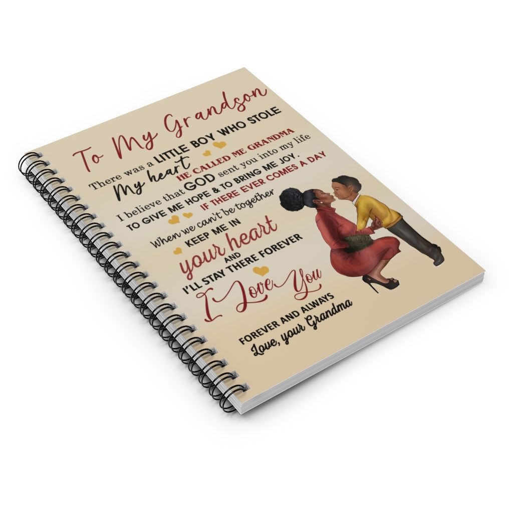 Spiral Notebook Personalized to My Grandson Love from Grandma Fleece Sherpa Woven for Grandson Arctic Fleece Blanket Ruled Line