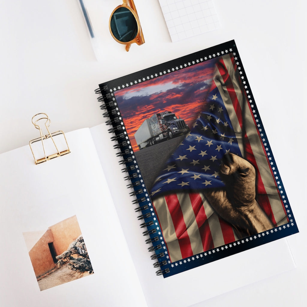 Gifts Trucker American Flag Premium Gift Family Awesome On Birthday Spiral Notebook - Ruled Line Inspirational Ideas Motivational gift Family