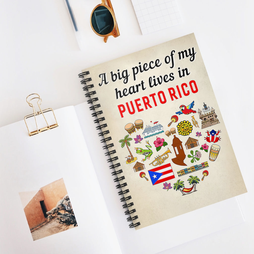 Spiral Notebook A Big Piece Of My Heart Lives In Puerto Rico New Parents College Ruled Paper 118 Sheets Gift Ideas Home School Supplies for College Students