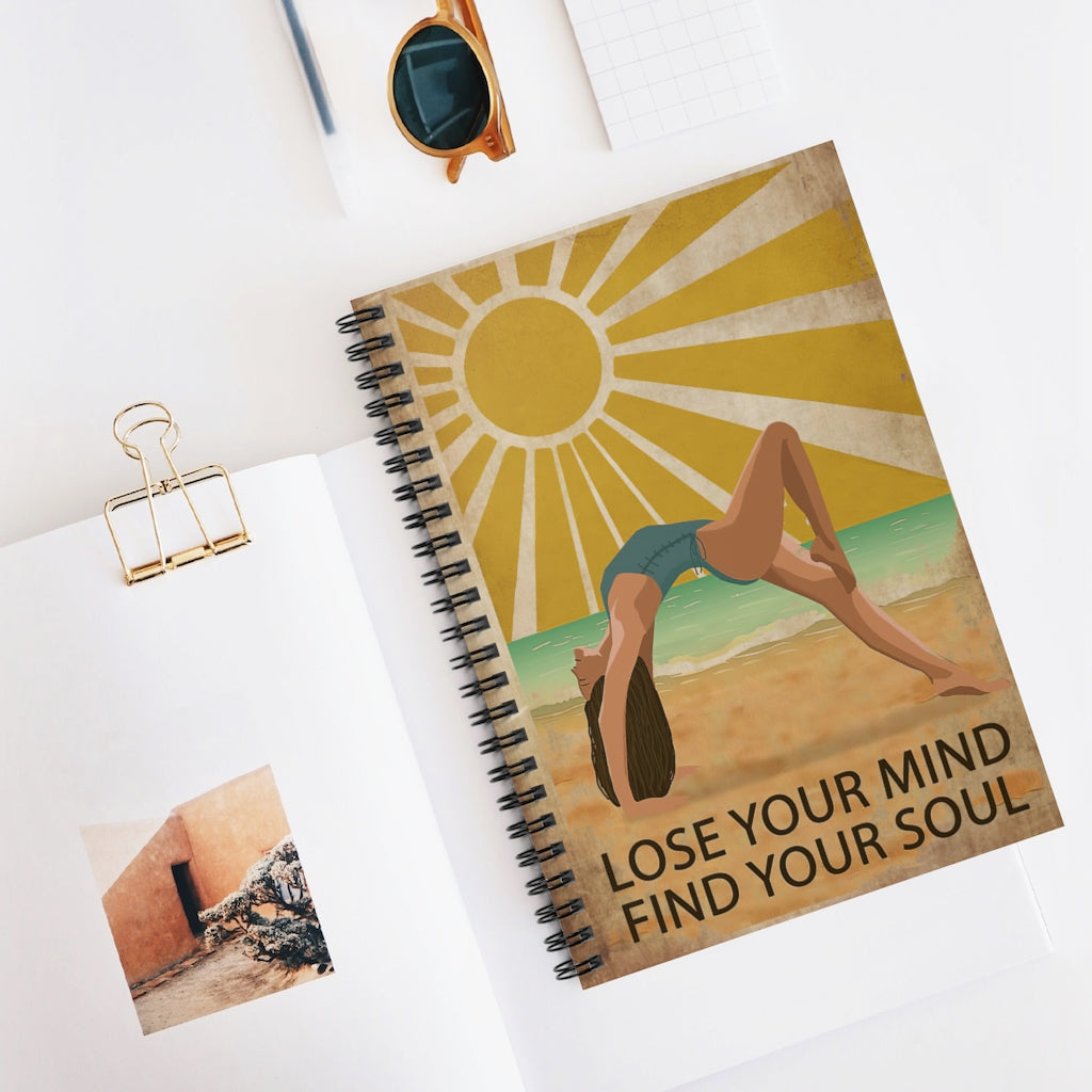 Spiral Notebook Sun Beach Yoga Girl Lose Your Mind Spiral Notebooks Soft Cover 118 Pages Lined Notebook Personalized Notebook