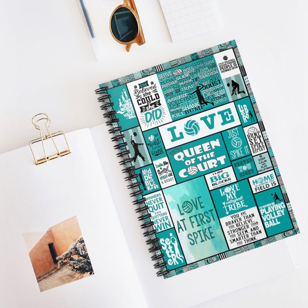 Spiral Notebook - Ruled Line- Volleyball Gift for Friend and Relative Queen of the court love at first spike Motivational gift Family