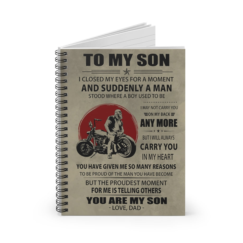 Spiral Notebook - Ruled Line To My Son I Closed My Eyes For A Moment Best Riding Motorcycle Keepsake Spiral Notebook Gift On Birthday