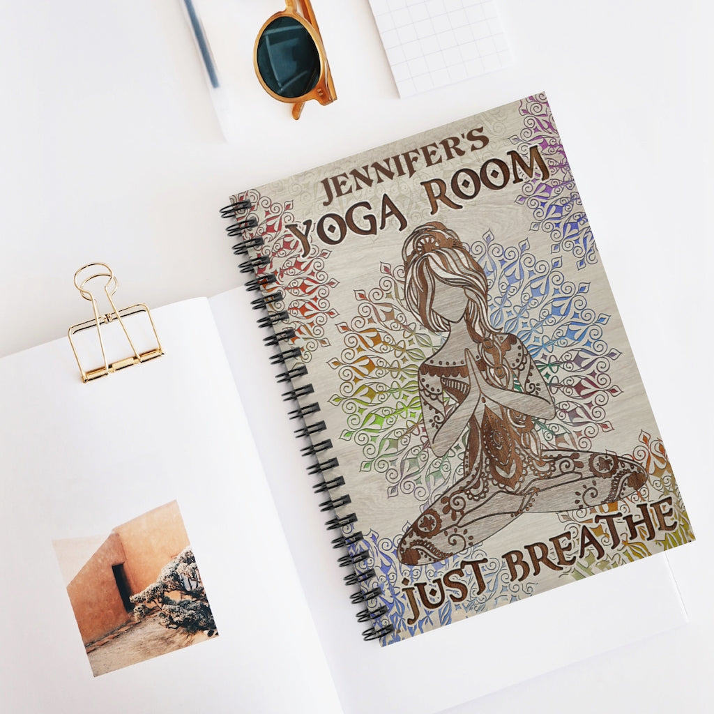 Spiral Notebook Personalized Yoga Room Mandala Just Breathe Inspirational Ideas Premium Gift Family Awesome On Birthday