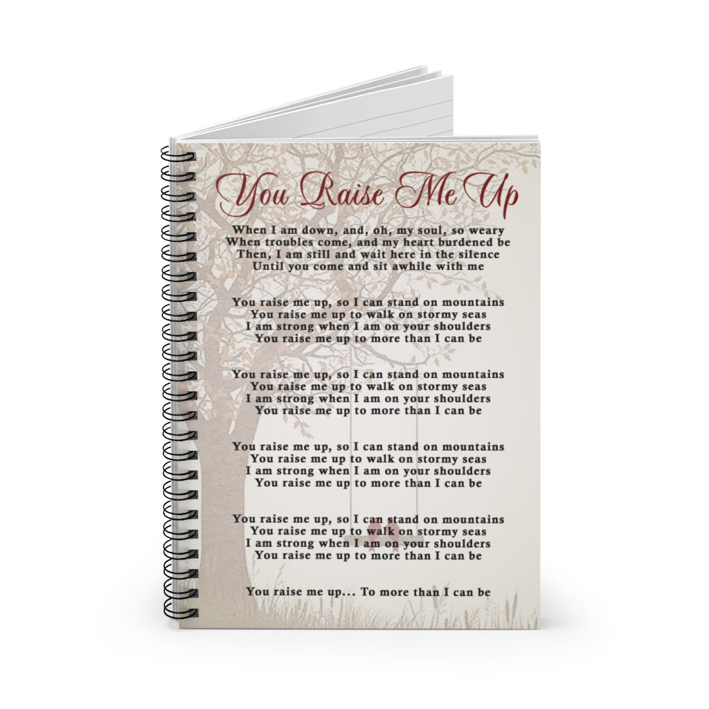 Spiral Notebook To My Mom Mini You Raise Me Up Canvas Print Living Room Décor, Woman, Gift for Woman, Gift for Her Ruled Line