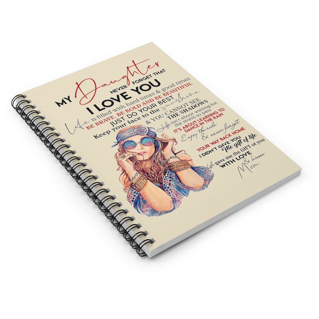 Spiral Notebook To My Daughter Keep Your Face To Sunshine Hippie Ruled Line College Ruled Paper 118 Sheets Gift Ideas Home School Supplies for College Students Subject Notebooks