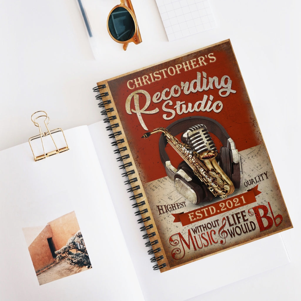Spiral Notebook Personalized Saxophone Without Music Gifts for Daughter Gifts for Women, Men Gift Ideas Positive Notebook Family Friend Gift Unisex