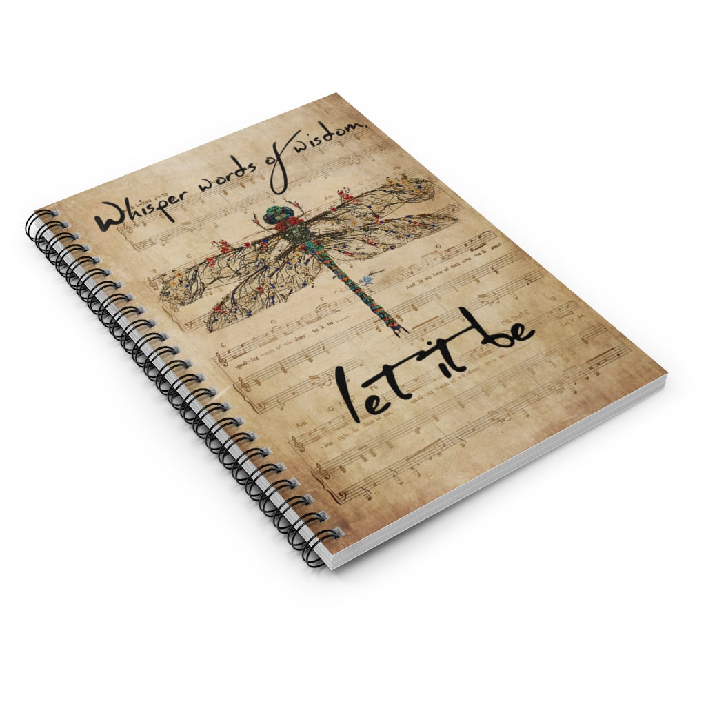 Spiral Notebook Music Sheet Let It Be Dragonfly Classic Ruled Notebook/Journal For Office, Students, School Supplies Writing Notebook 118 Pages
