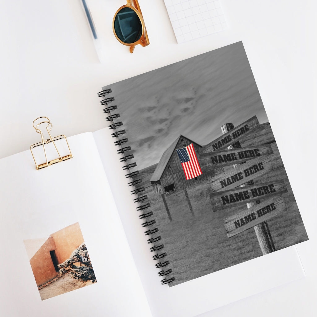 Gifts Personalized American Barn Multi - Names Premium Notebook - Street Signs Customized with Names - Spiral Notebook - Ruled Line