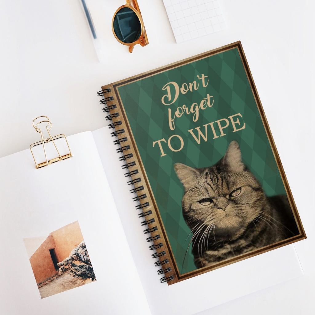 Spiral Notebook to My Dad Smoke Cat Bathroom Remember to Wipe Poster, Funny Bathroom Art, Bathroom Wall Art Quotes, Funny Cat Art, Birthday Gifts for Him Ruled Line