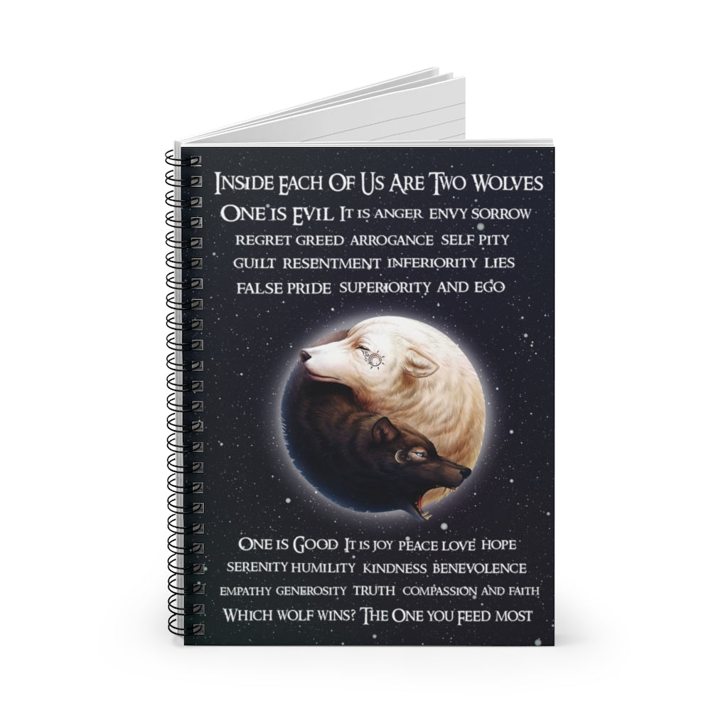 Spiral Notebook Paper Inside Each of Us are Two Wolves – Wolf Wall Art Gift Family Unisex Awesome On Birthday Gift Ideas Baby Journal