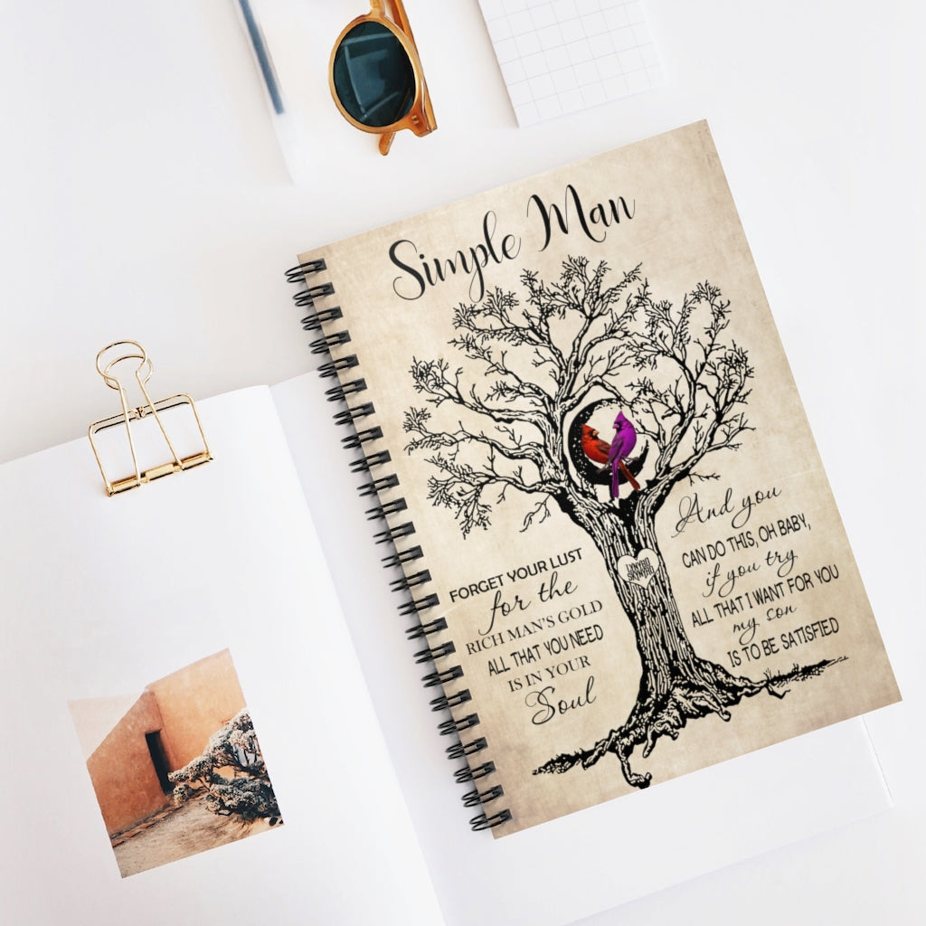 Spiral Notebook - Ruled Line Grandpa Poster Simple Man Forget Your Lust for The Rich Man’s Gold Couple Bird Gifts for Man Keepsake Spiral Notebook