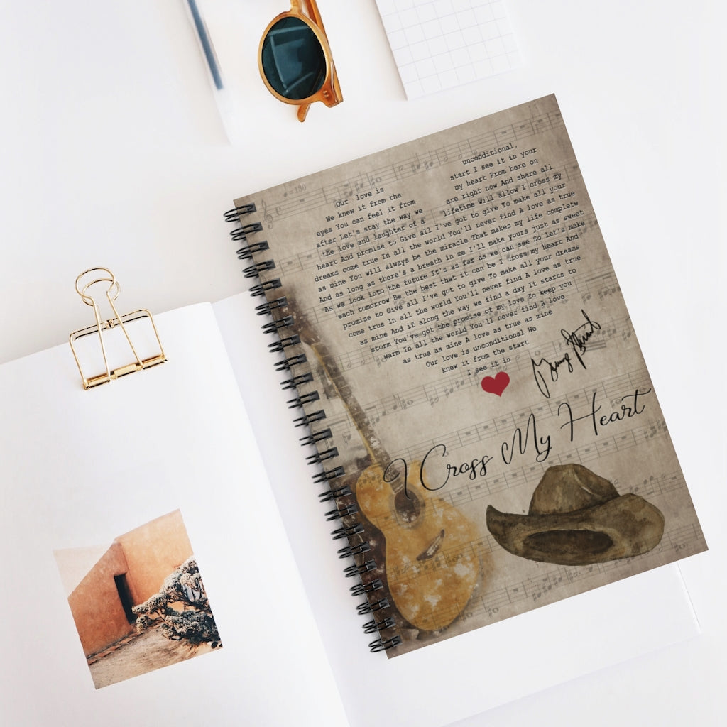 Spiral Notebook to My Mom George Strait I Cross My Heart Lyrics Guitar Unframed Prints Wall Art Woman Gifts for Woman Ruled Line