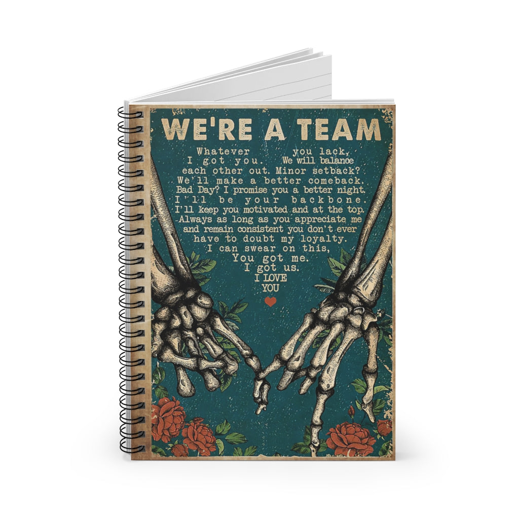 Spiral Notebook We're A Team Skeleton Wide Rule Meaningful Quote School Smart Spiral Composit