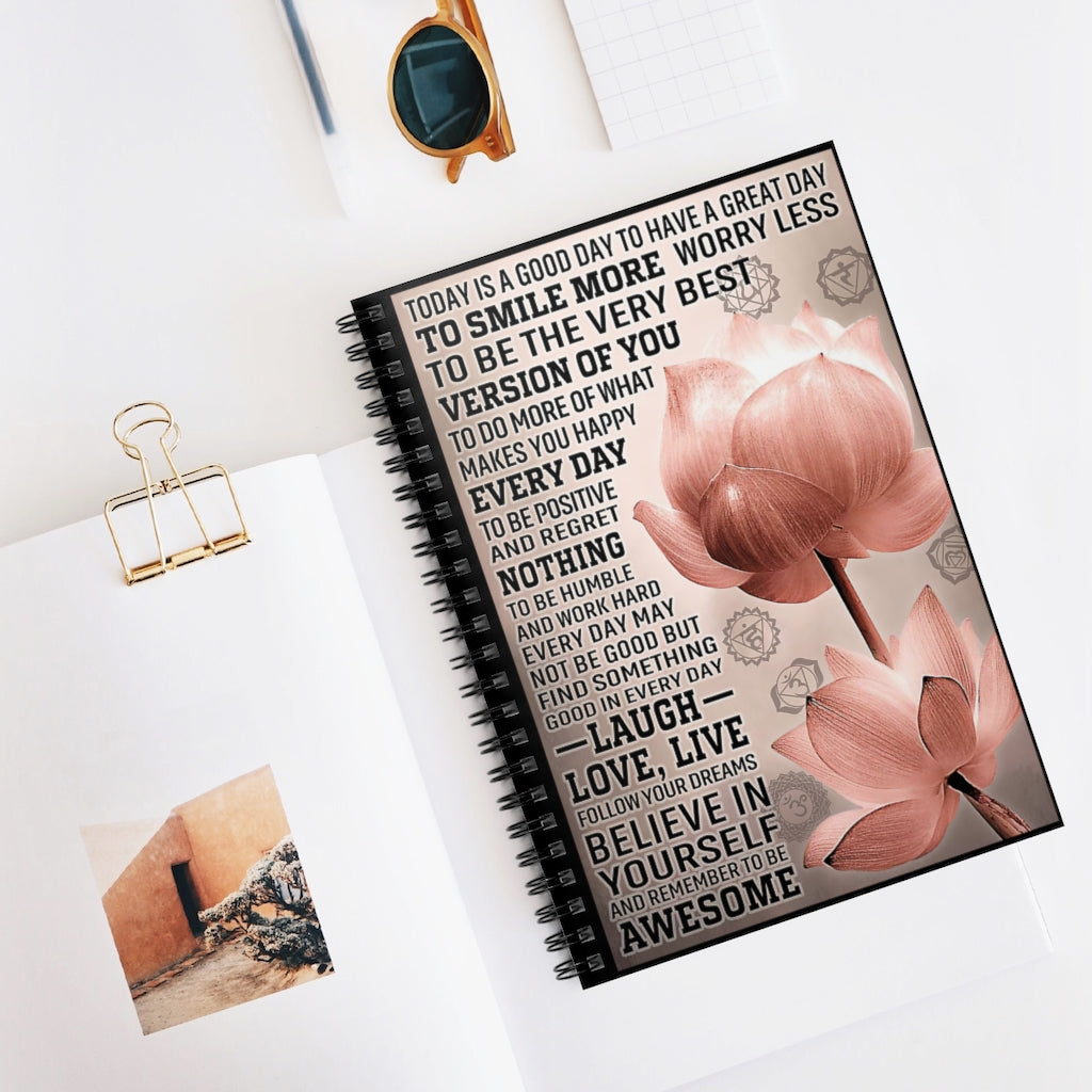 Spiral Notebook Today Is A Good Day Lotus Yoga Perfect for Office Home School Business Writing & Note Taking