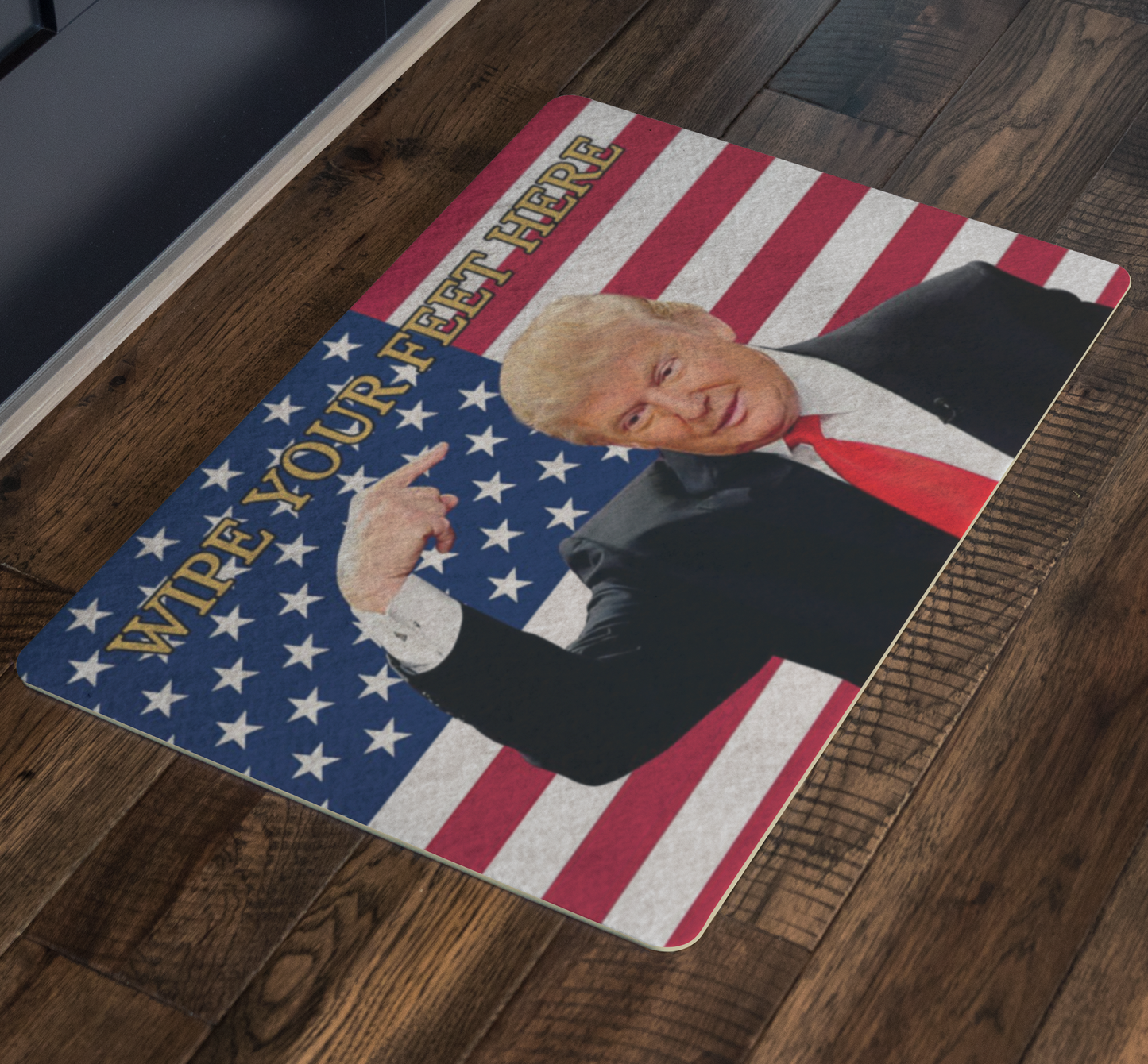 Funny Welcome Rugs Wipe Your Feet Here Trump Doormat , President Donald Trump Funny Doormat Funny Gift Non-Slip Backing 26x18