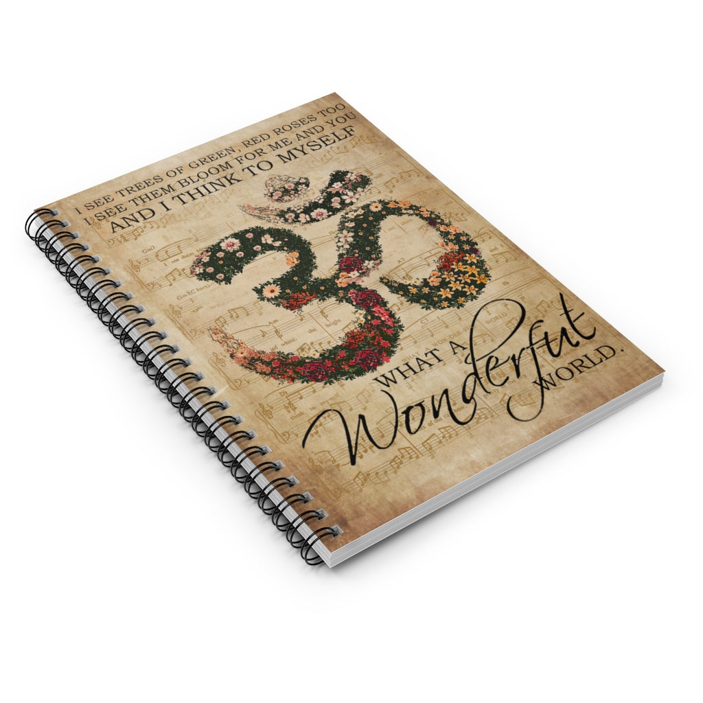 Spiral Notebook Music Sheet Wonderful World Yoga Positive Notebook Family Friend Gift Unisex
