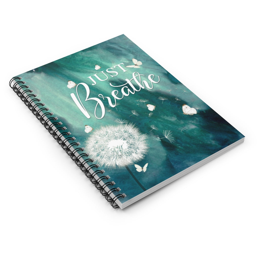 Spiral Notebook to My Granddaughter Cute Dandelion Flowers Saying Just Breathe Quote Wrapped Birthday Gifts for Her Ruled Line