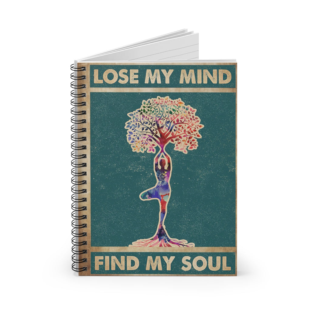 Spiral Notebook Retro Green Tree Pose Lose Your Mind Perfect for Office Home School Business Writing & Note Taking New Parents