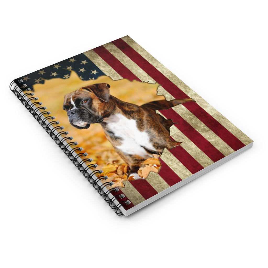 Spiral Notebook - Ruled Line Boxer Flag -Great Gift Idea Keepsake Spiral Notebook Gift On Birthday Personalized Gift Stationery Gift Love Dog