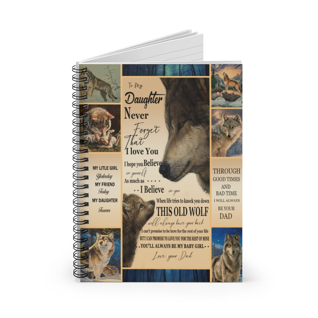 Spiral Notebook Quilt Fleece Blanket Gifts With Wolf To My Daughter Gift For Mom Women Men Mother's Day Ruled Line