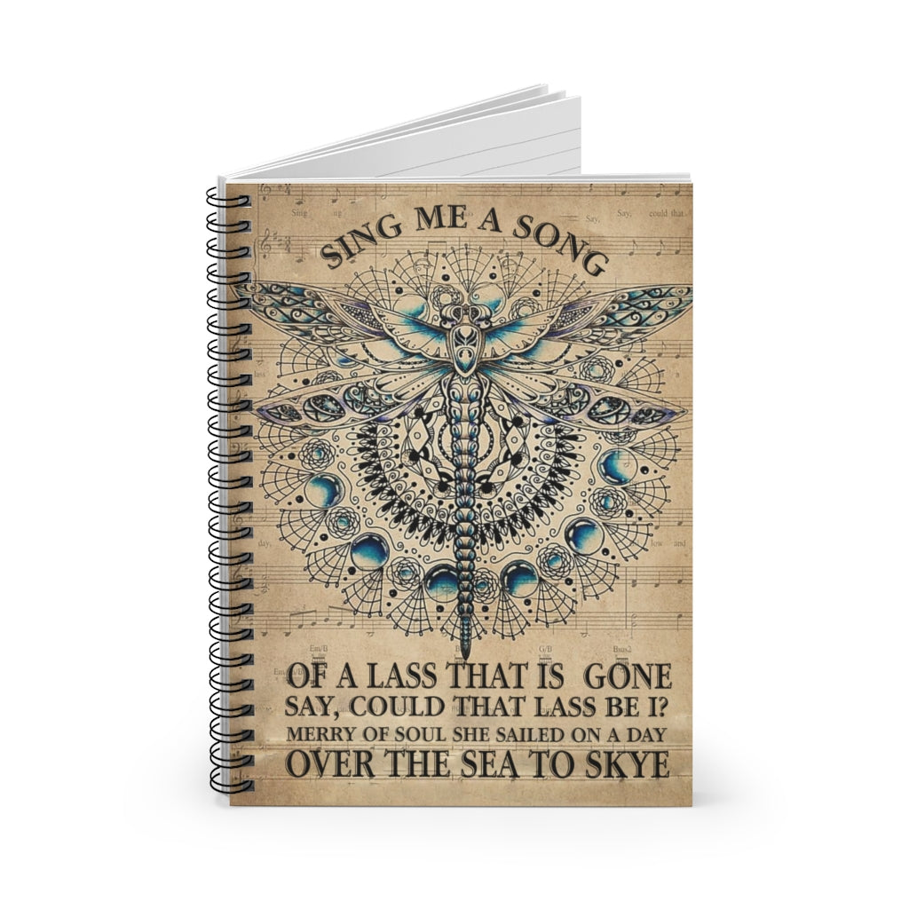 Spiral Notebook - Ruled Line To My Grandson Skye Boat Song Butterfly – Sing Me A Song of A Lass That is Gone Say Paper Poster Print Family Friend Gift On Christmas, Birthday