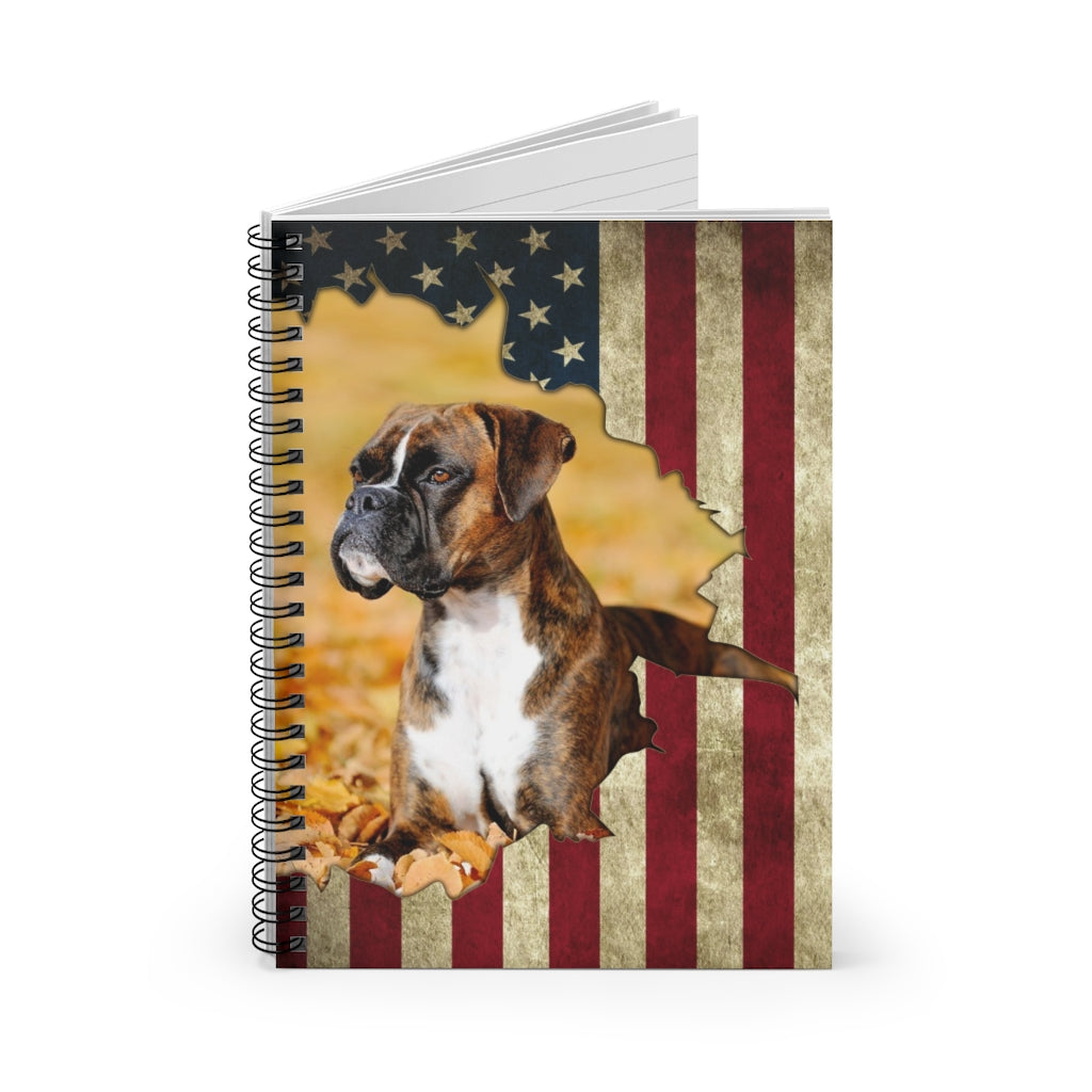 Spiral Notebook - Ruled Line Boxer Flag -Great Gift Idea Keepsake Spiral Notebook Gift On Birthday Personalized Gift Stationery Gift Love Dog