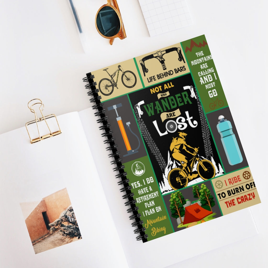 Notebook Gifts Not all Who Wander are Lost Mountain Bike Camping Ultra Spiral Notebook - Ruled Line Gift Ideas Baby Journal Keepsake Spiral Notebook