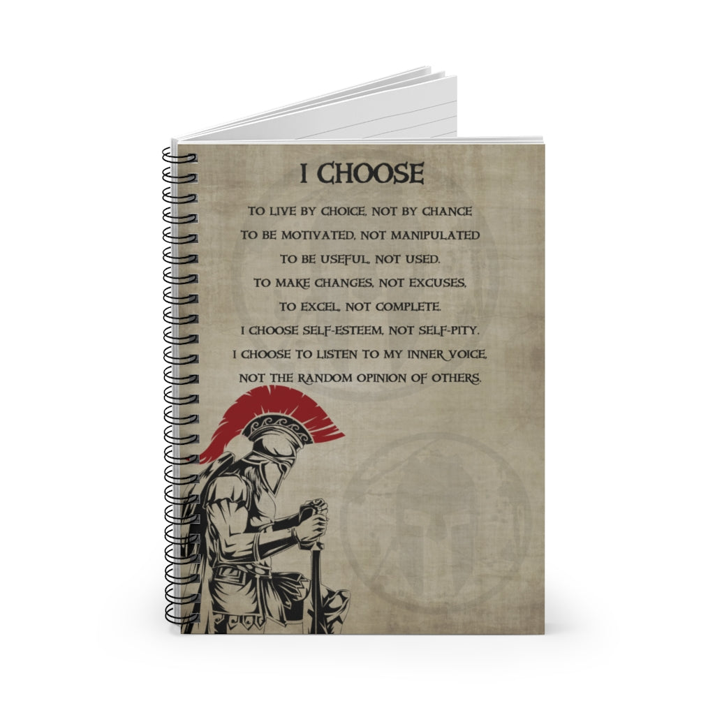 Spiral Notebook - Ruled Line I Choose - English - Aikido Family Friend Gift Unisex, Perfect Happy Birthday Gift Stationery Gift Personalized Notebook