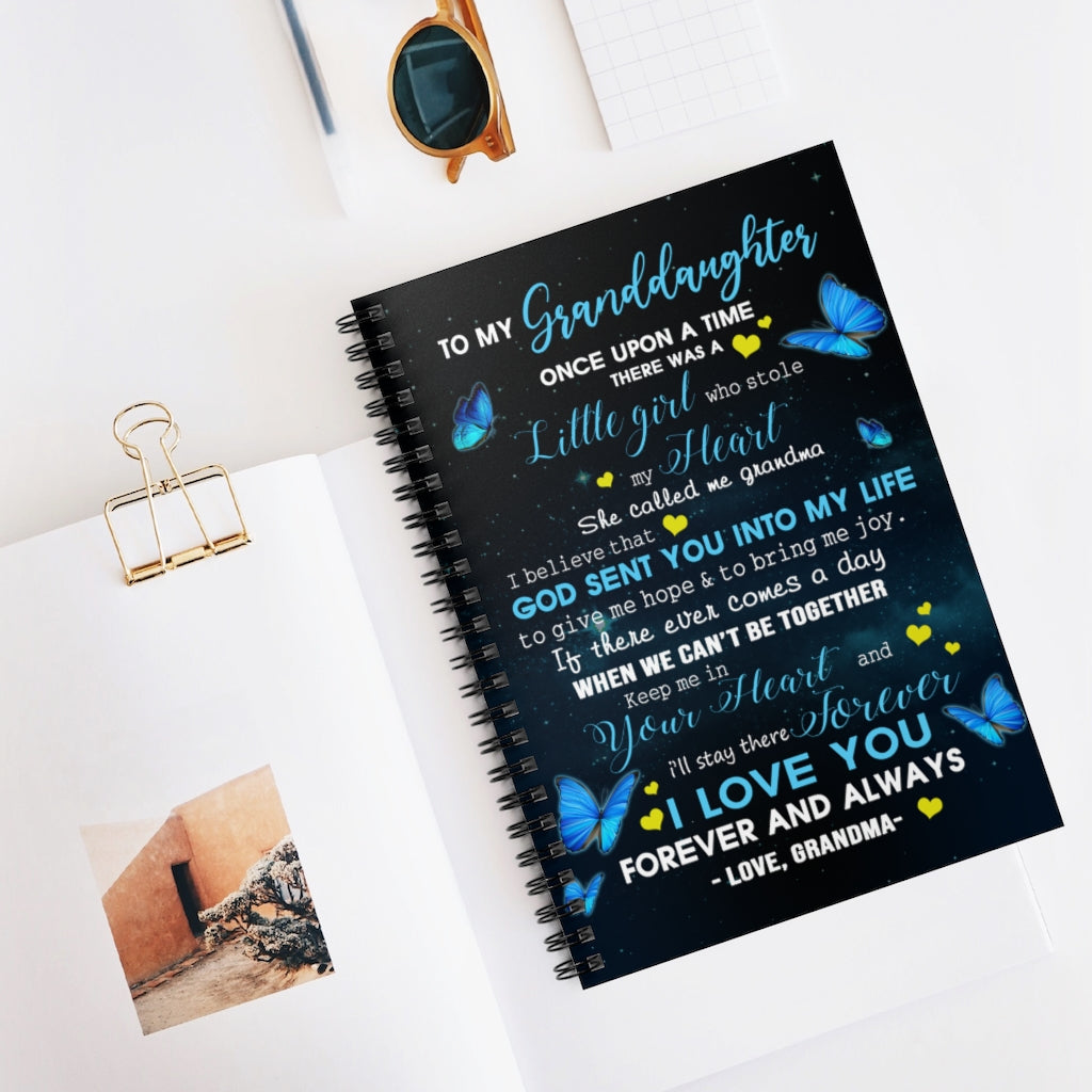 Spiral Notebook - Ruled Line Butterfly Grandma for Granddaughter - Once Upon A Time There was A Little Girl Who Stole My Heart