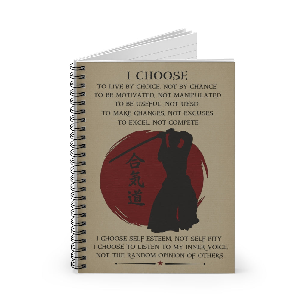 Customized I Choose - English - Aikido Family Friend, Awesome Birthday Perfect Happy Birthday Gift Spiral Notebook - Ruled Line
