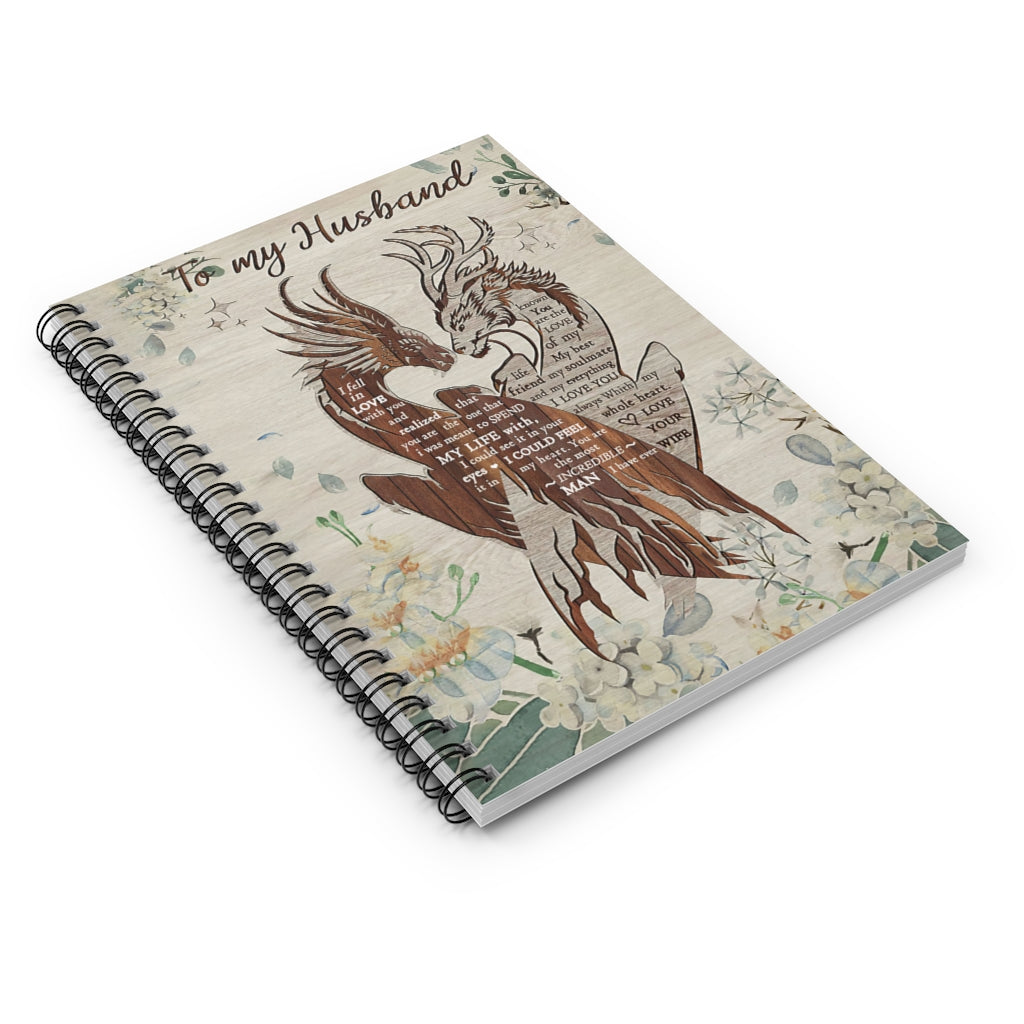 Spiral Notebook - Ruled Line Dragon To My Husband Vertical Poster Personalized Gift Stationery Gift Mum Gift College Ruled Paper 118 Sheets