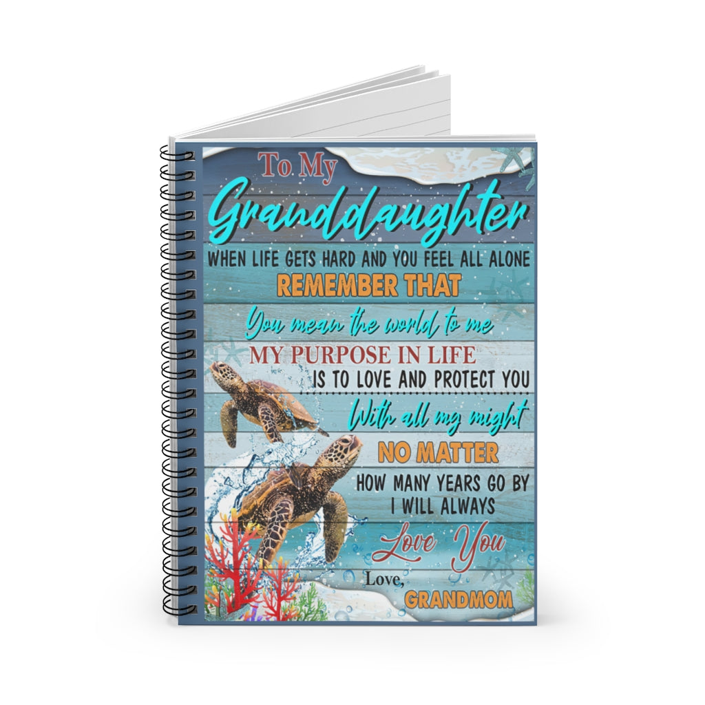 Spiral Notebook To My Granddaughter You Mean The World To Me Friendly Notebook Awesome Happy Birthday Gift